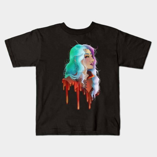 Drippy Dreamy Portrait Kids T-Shirt by Labrattish